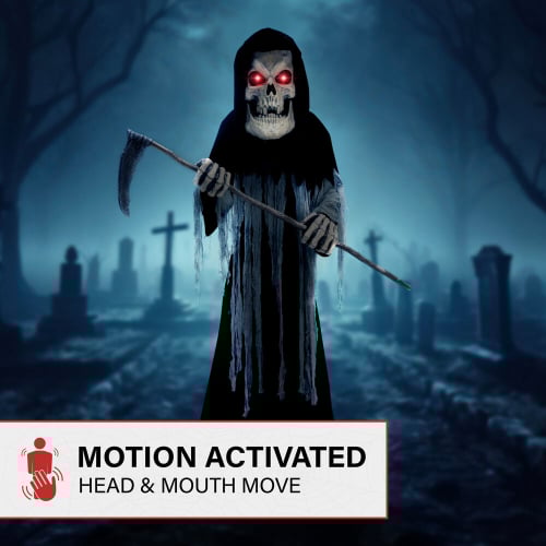 8.5ft Giant Reaper with Scythe Animated Halloween Prop