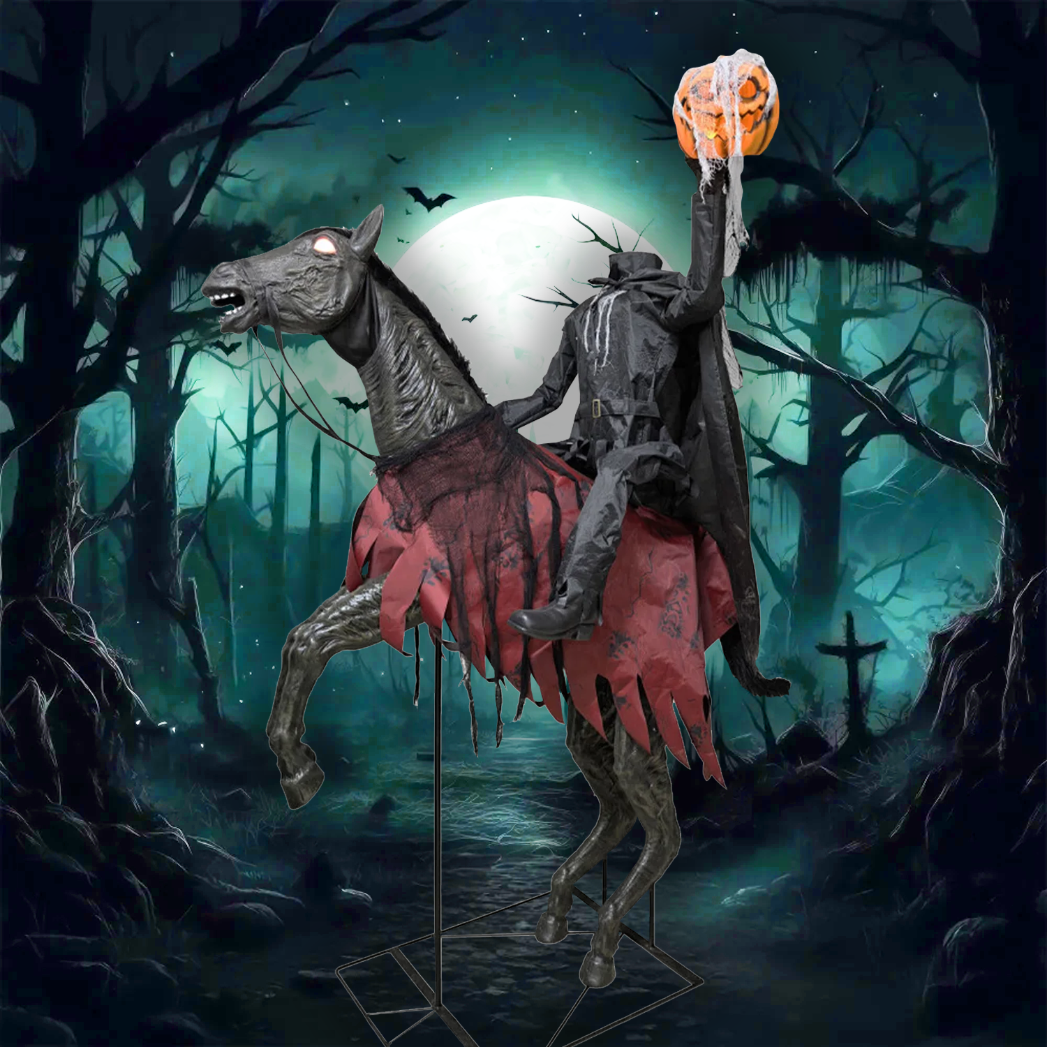 7ft Headless Horseman Knight Animated Halloween Prop