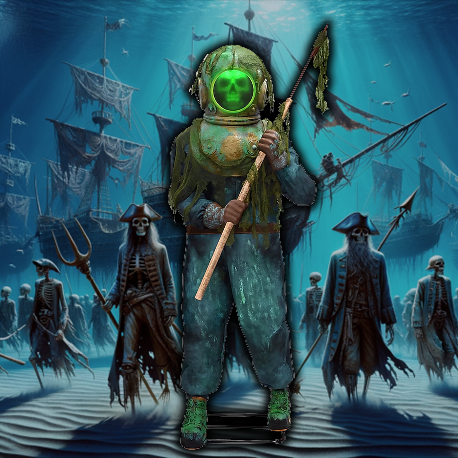 6ft Sea Diver Animated Halloween Prop