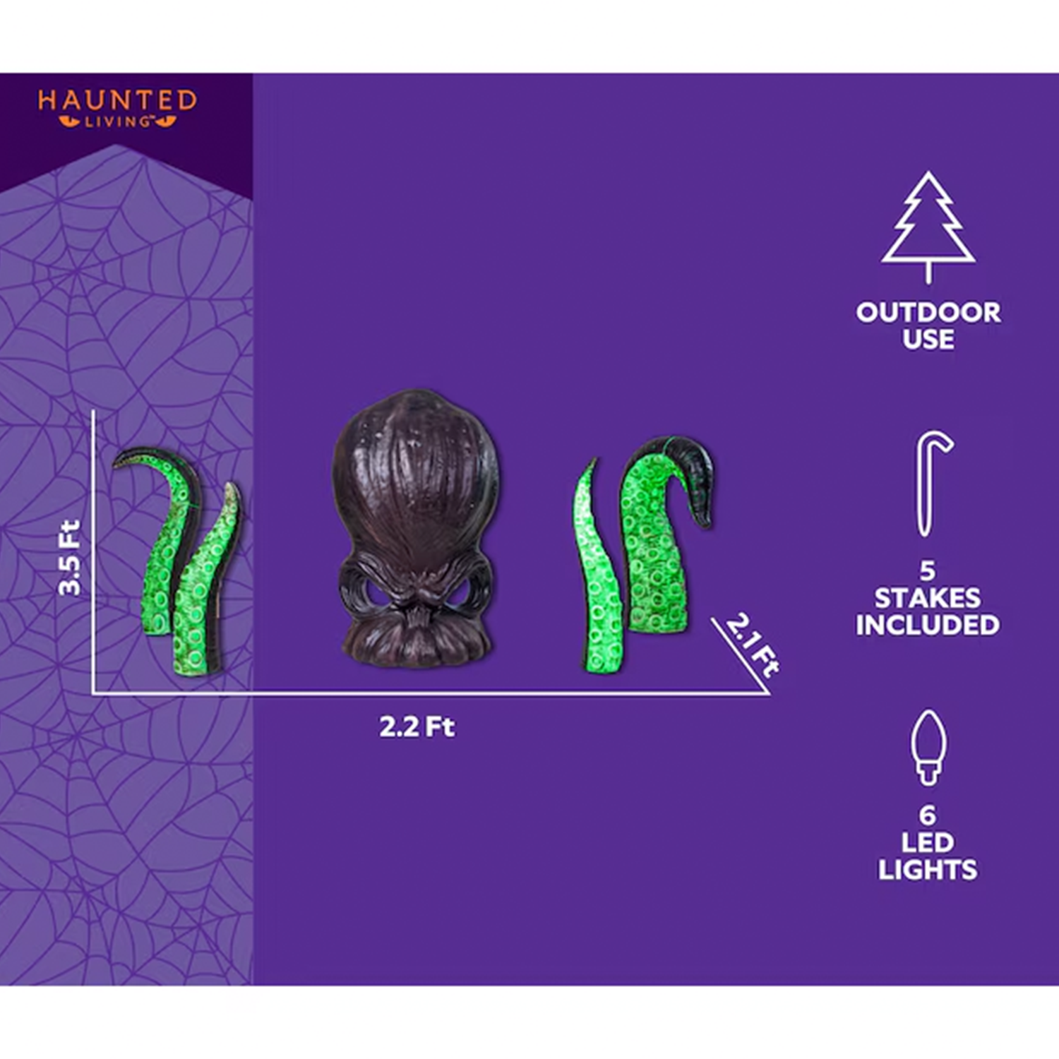 3.5ft Staked Lighted Kraken Monster Halloween Decoration