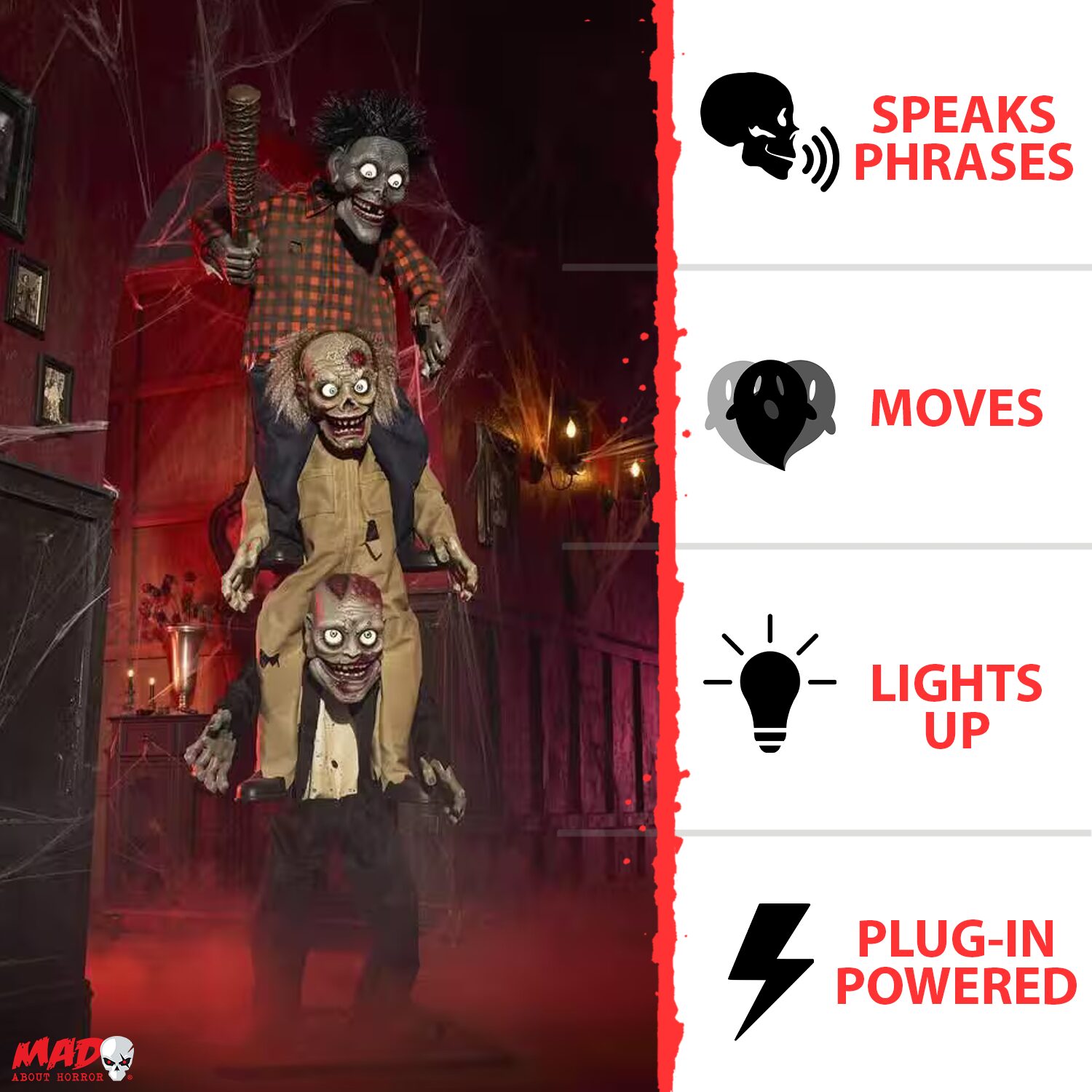 7.5ft Gruesome Grounds Zombie Trio Animatronic