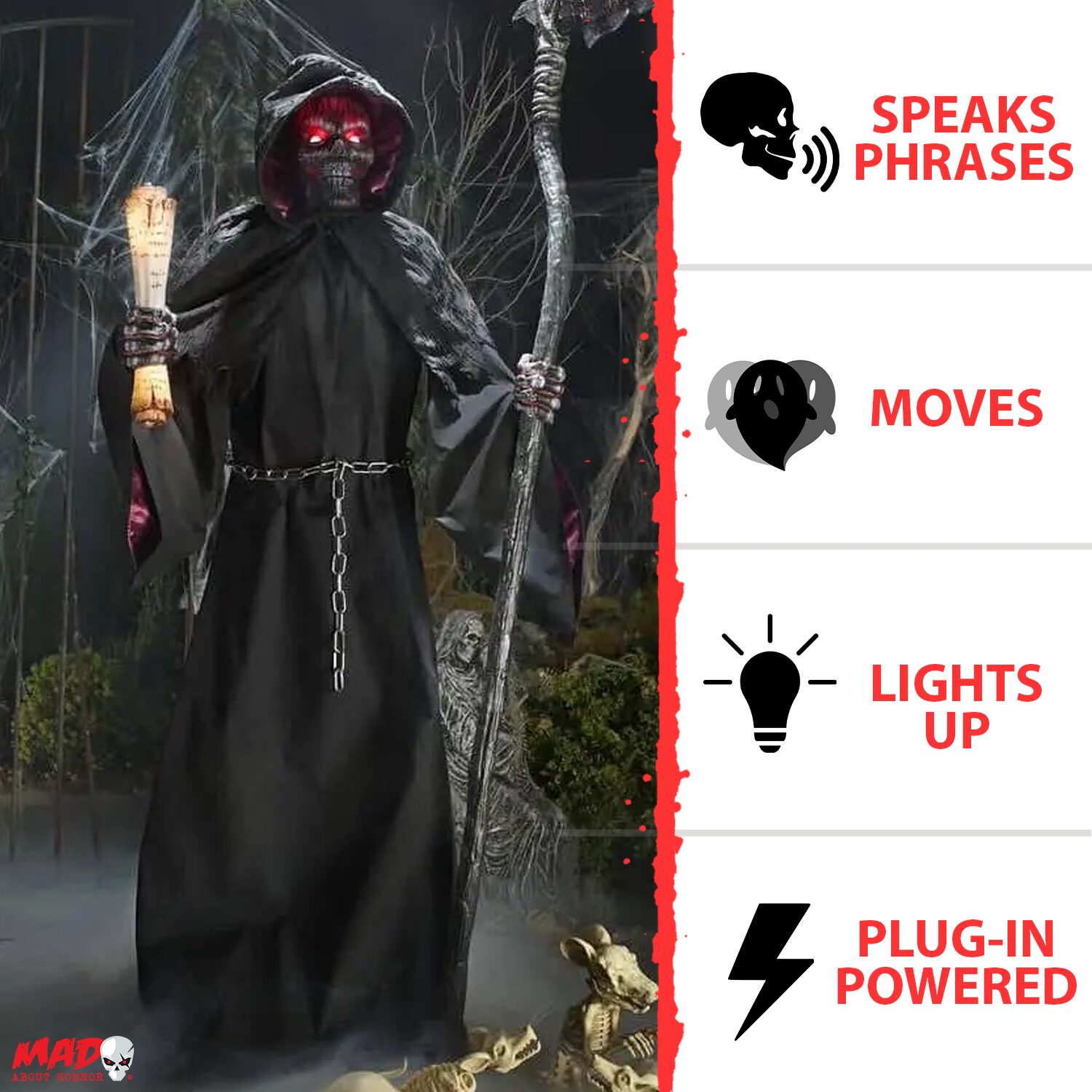 7.5ft Grave & Bones Fiery Reaper Animatronic