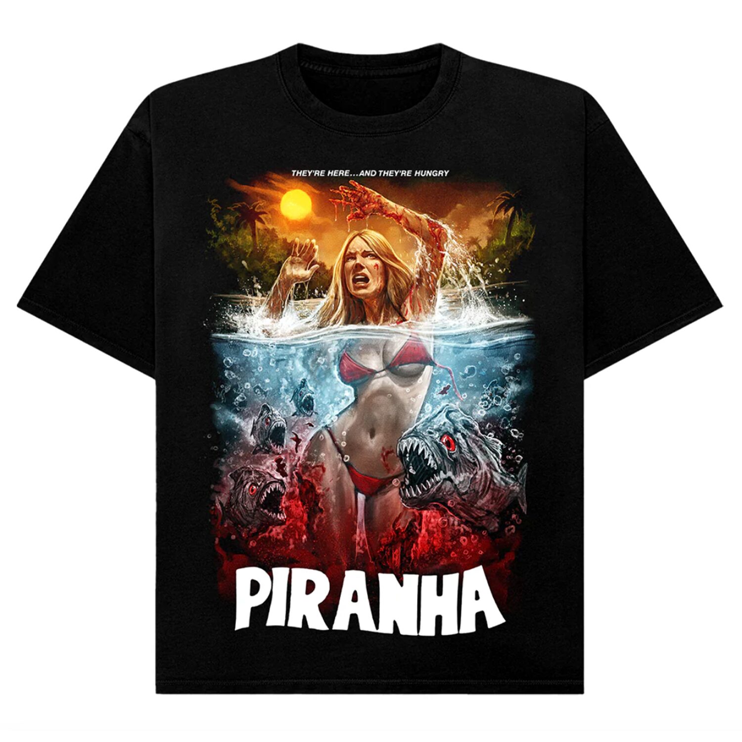 Gutter Garbs Horror T Shirt - Piranha: They're Here and They're Hungry (Comfort Colors)
