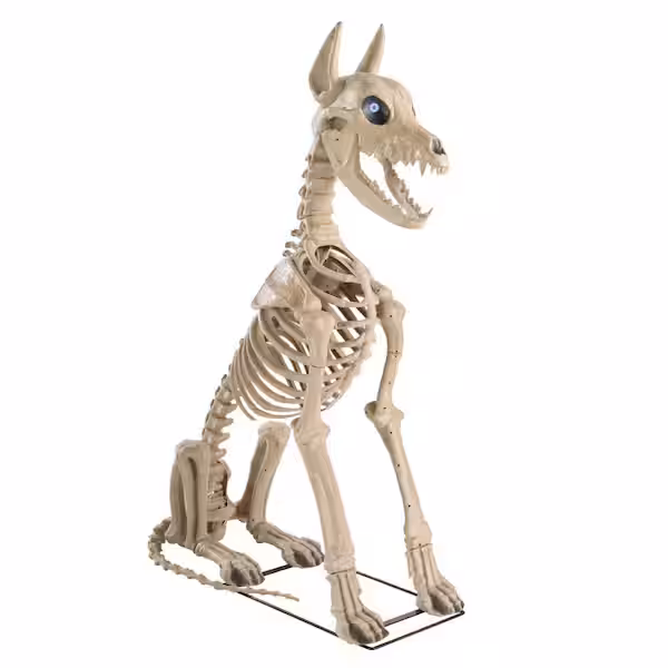 5ft Skelly's Sitting Dog with LCD Eyes Animatronic
