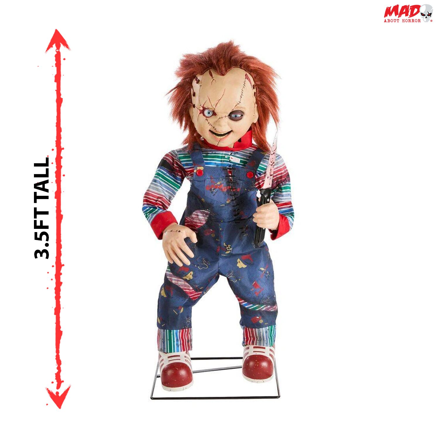 Animatronic Chucky LED de 3,5 pieds avec cicatrice