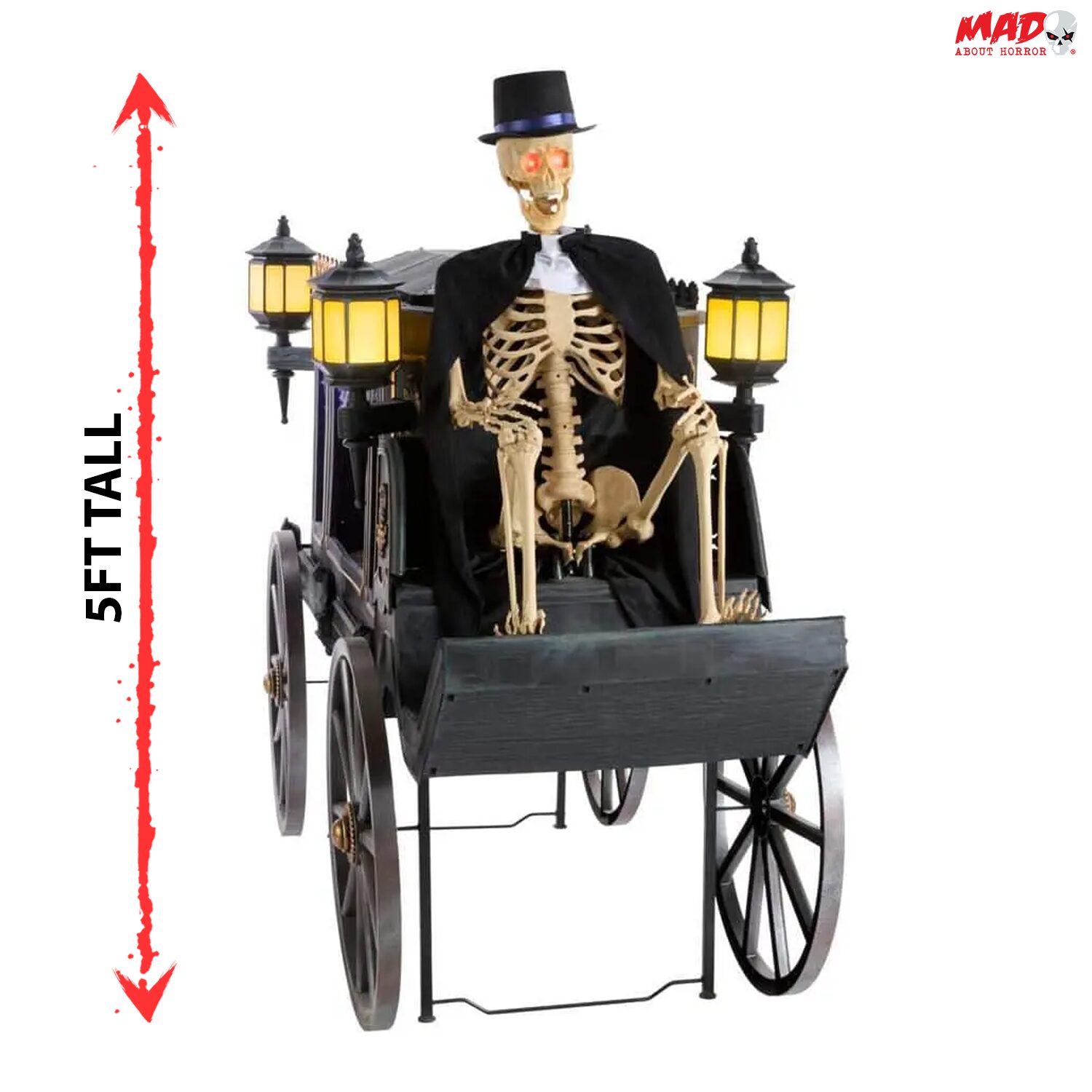 5ft Grave & Bones LED Hearse Halloween Animatronic