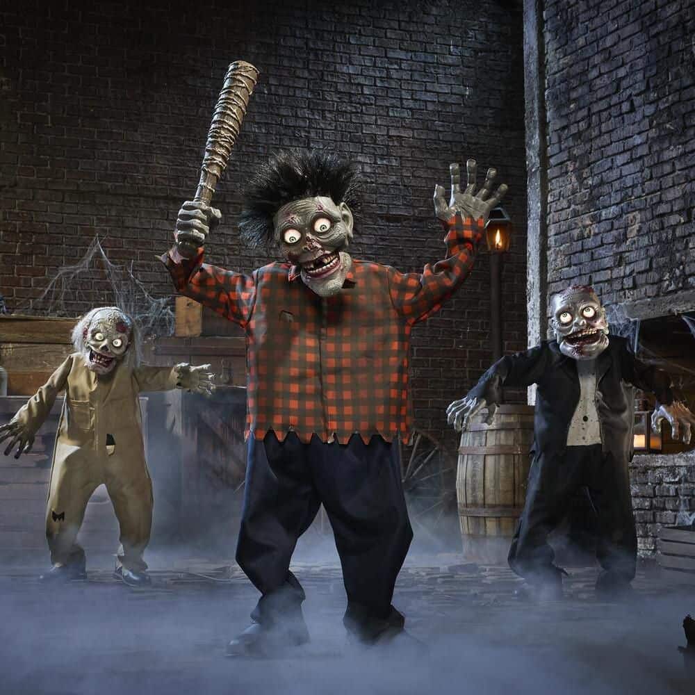 7.5ft Gruesome Grounds Zombie Trio Animatronic