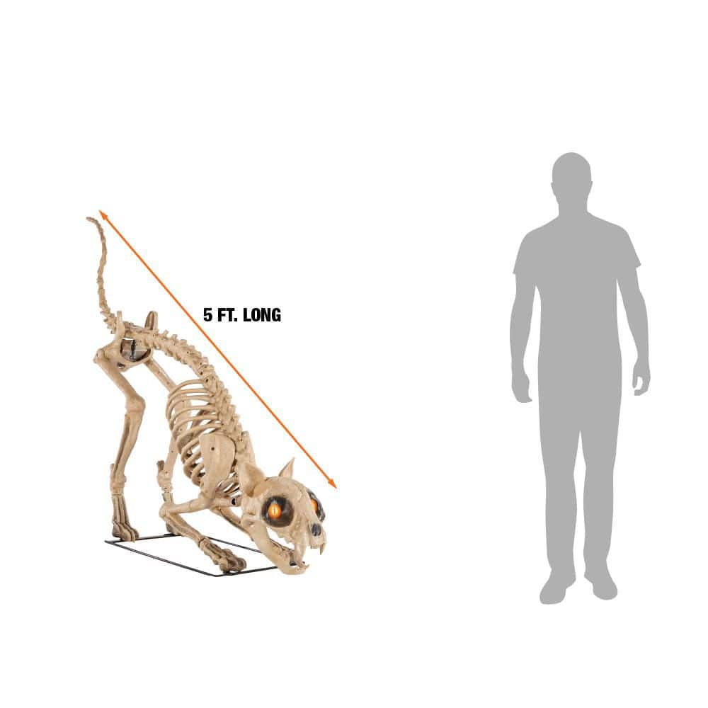5ft Grave & Bones LED Skelly's Cat Halloween Decoration