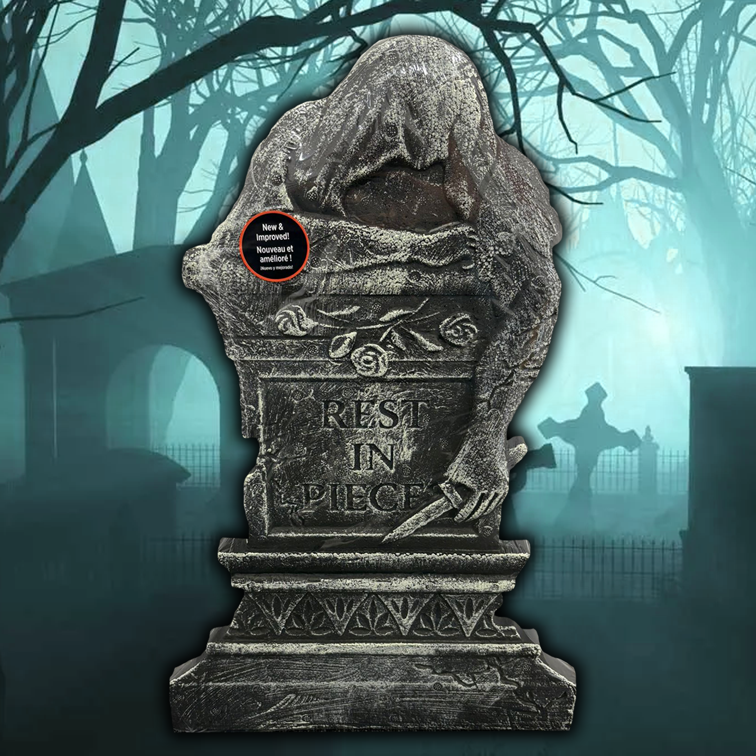 55cm Rest in Pieces Foam Tombstone