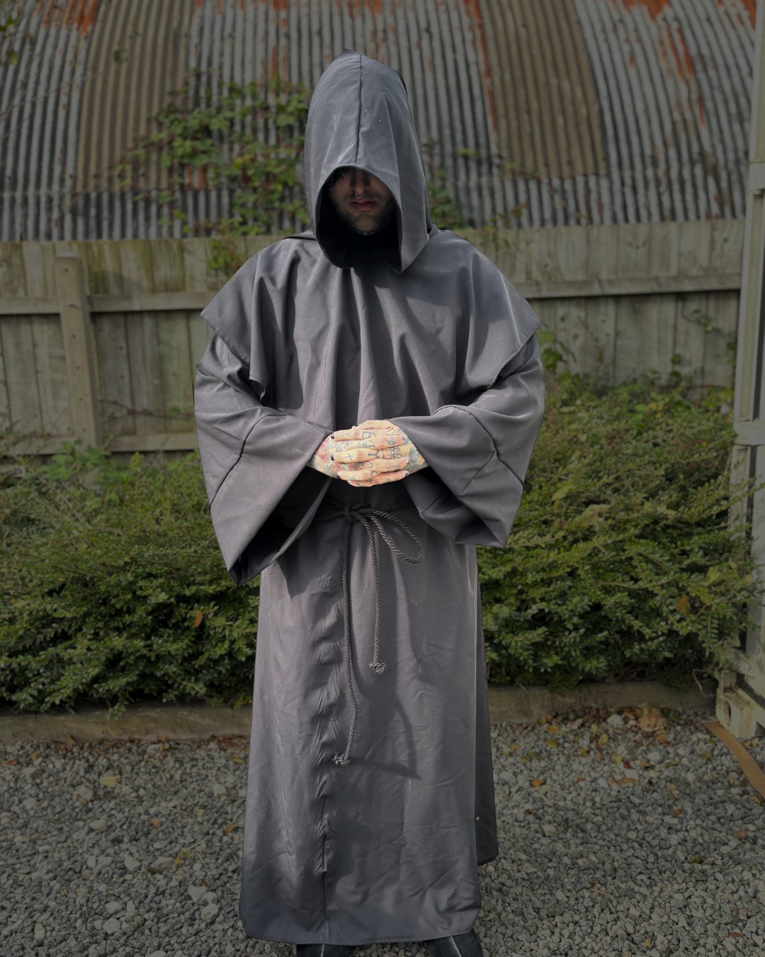 Black Hooded Monk's Robe