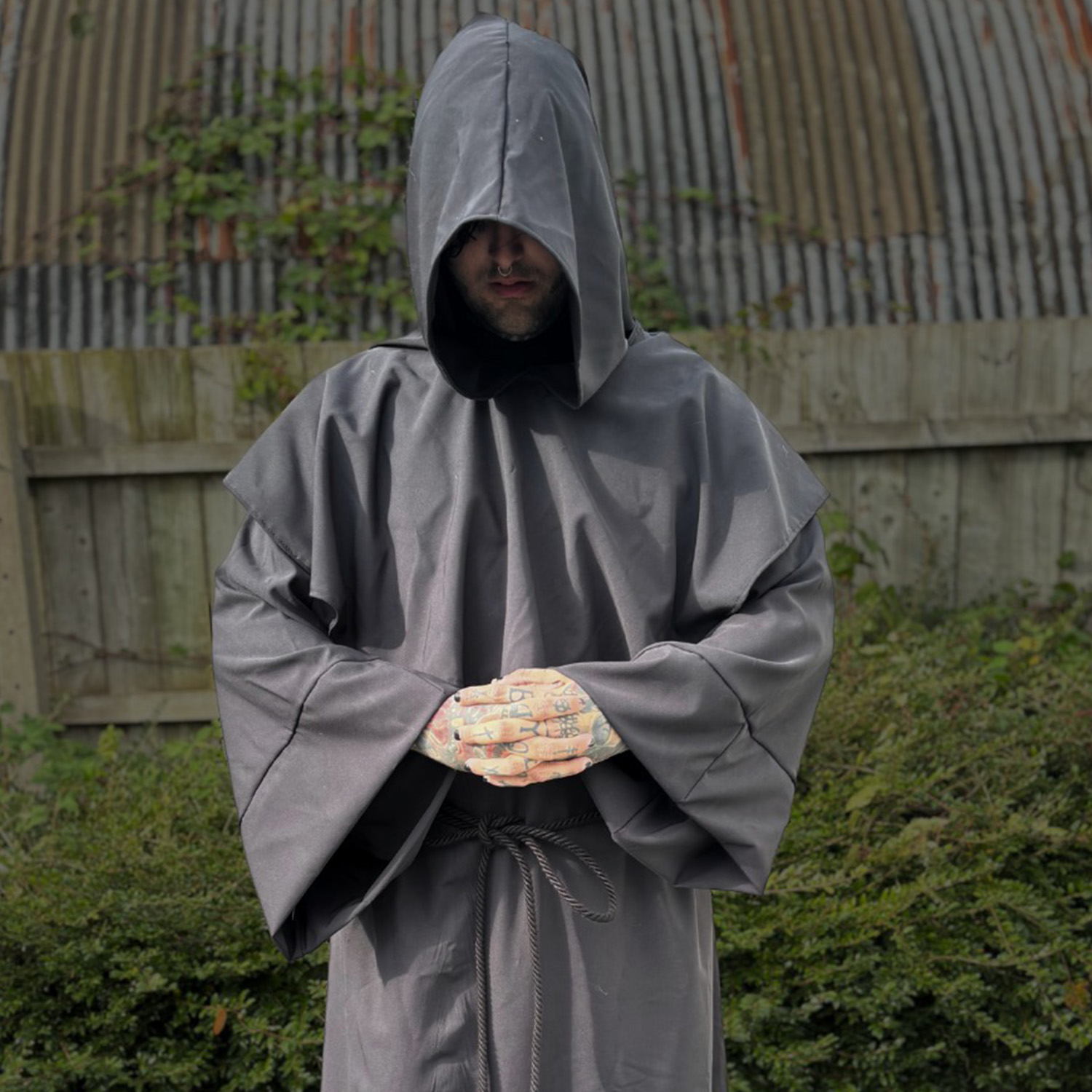 Black Hooded Monk's Robe