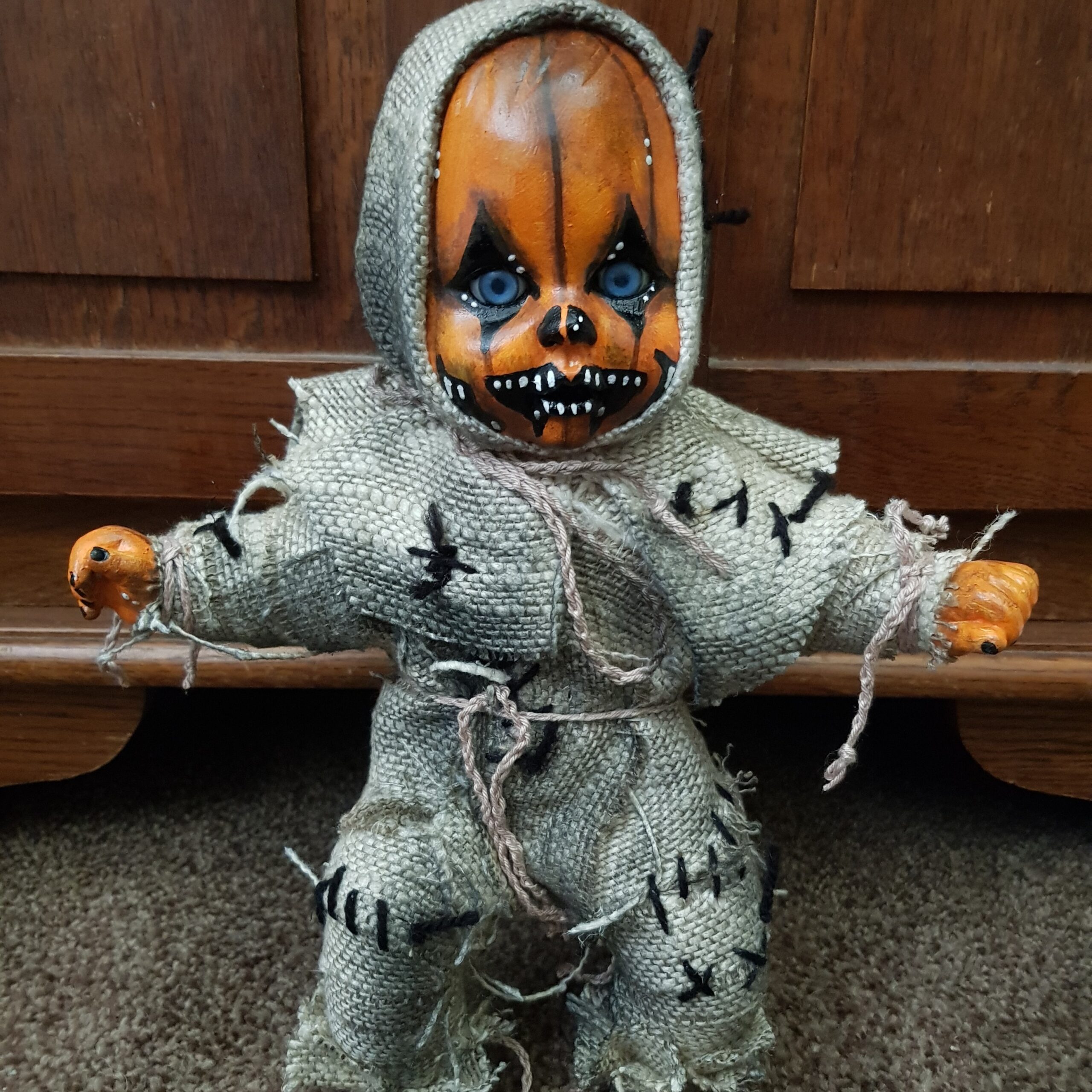 OOAK Scary Horror Doll - Pumpkin Buddy
