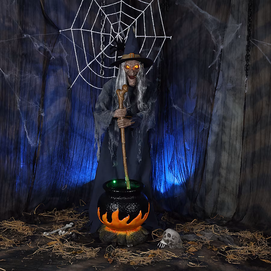 6ft Witch with Cauldron Halloween Animatronic