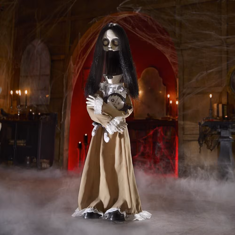 3ft Creepy Girl with Doll Animatronic