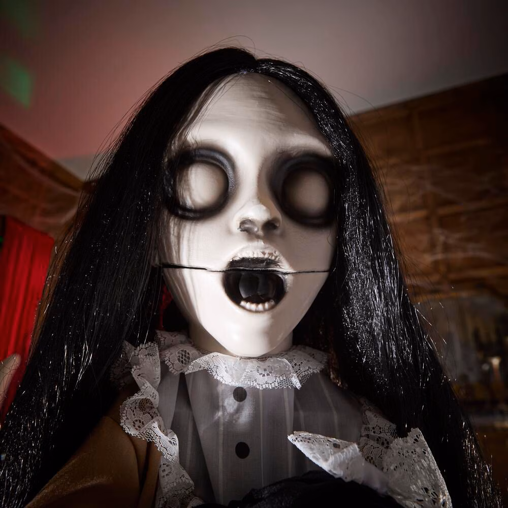 3ft Creepy Girl with Doll Animatronic