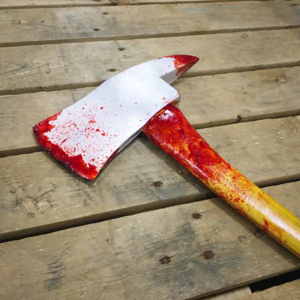 A PU foam bloody axe designed for Halloween.