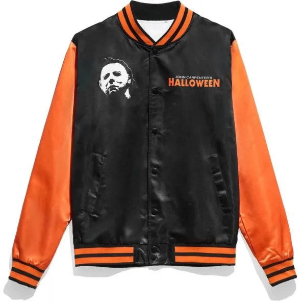 Chalk Line - Halloween Black & Orange Retro Satin Jacket