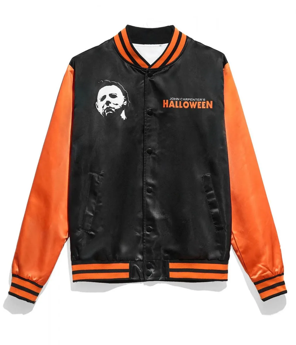Chalk Line - Halloween Black & Orange Retro Satin Jacket