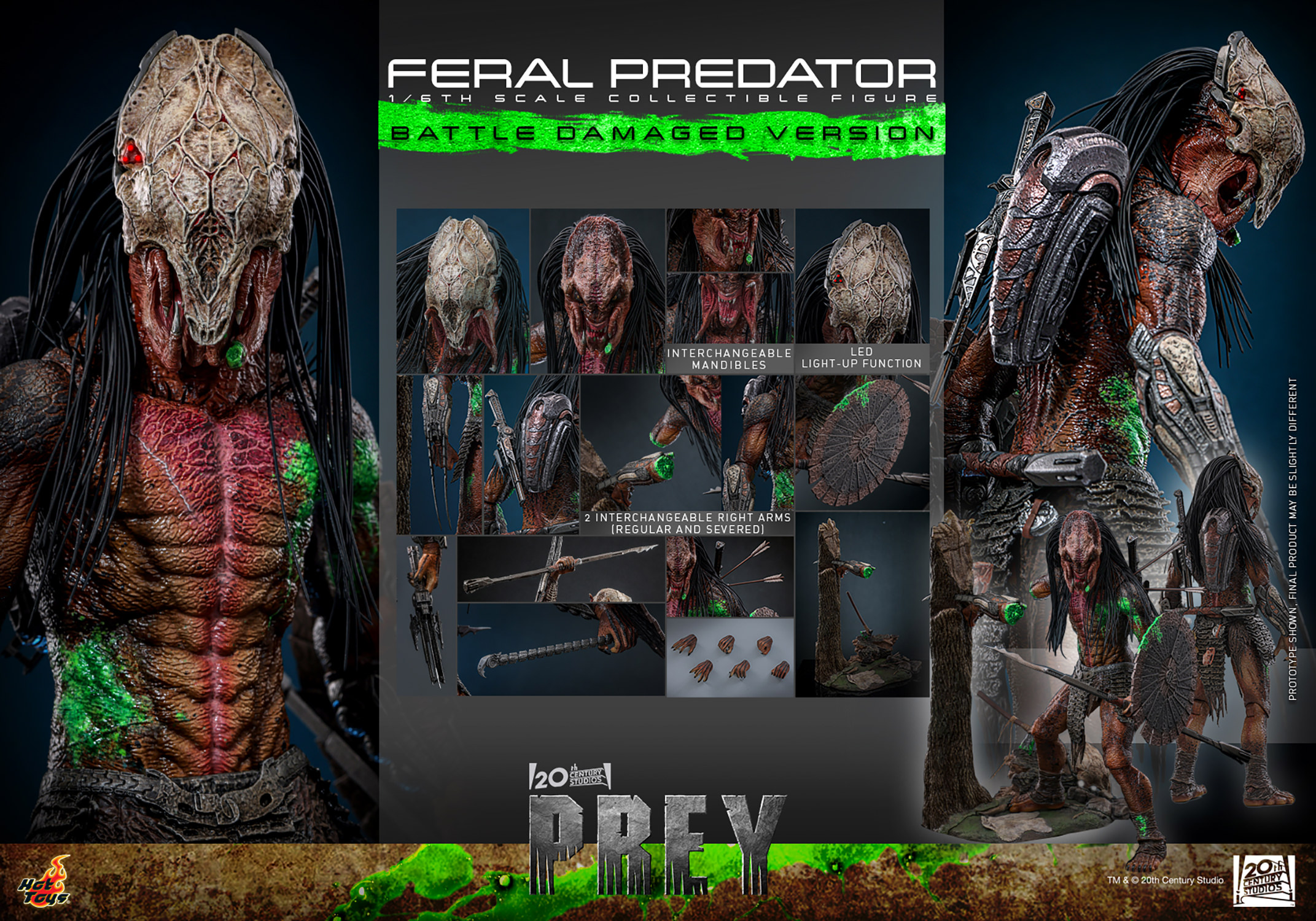 Hot Toys Prey - Feral Predator (Battle Damaged) 1/6 Scale Action Figure
