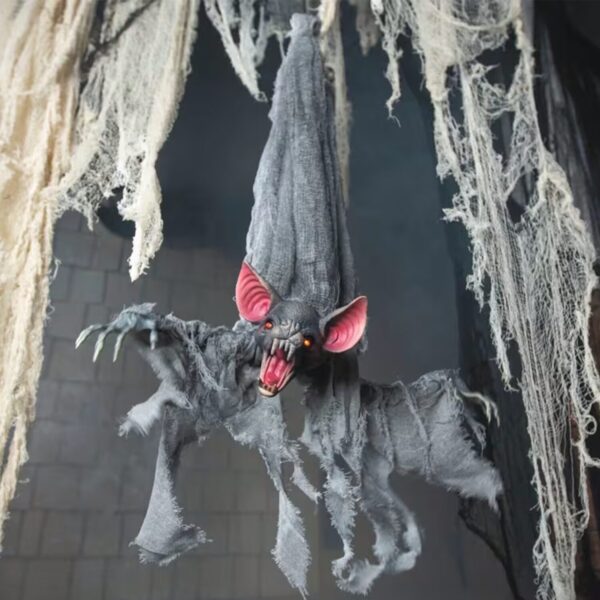 3ft Animated Hanging Light-Up Upside-Down Bat Decoration