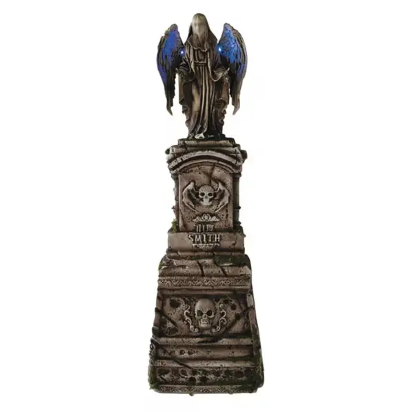 5.7ft Grabstein mit leuchtendem Engel & Totenköpfen Dekoration