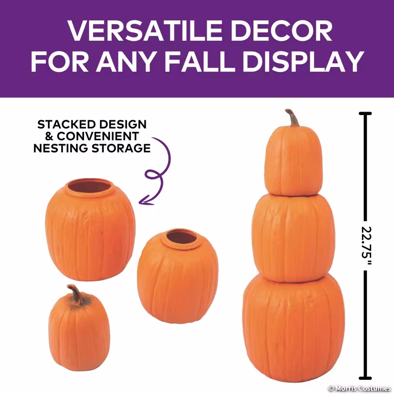 Décoration d'Halloween en forme de citrouilles empilées imbriquées de 61 cm