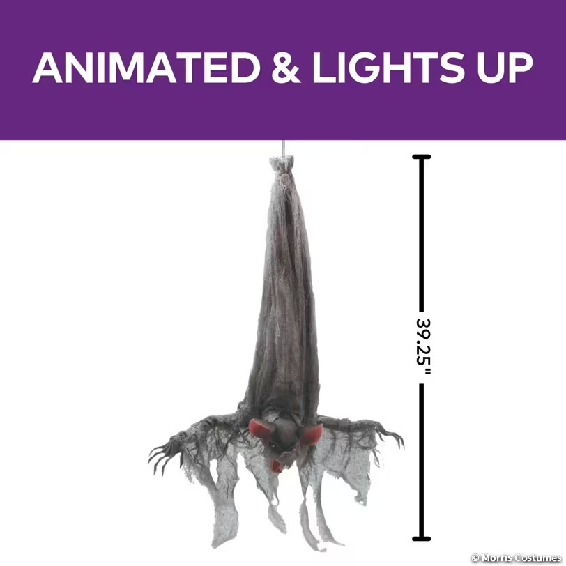 3ft Animated Hanging Light-Up Bat Decoration