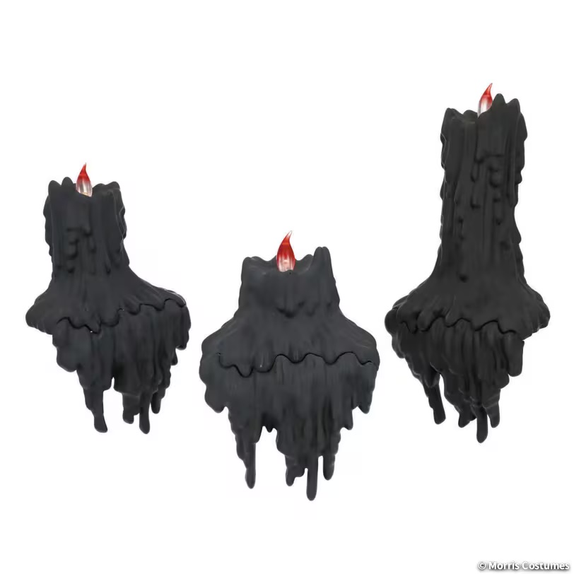 Set Of 3 Light Up Melting Black Candles