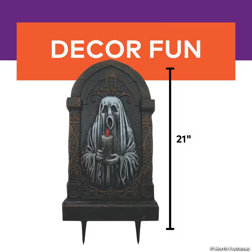 21 Inch Tombstone With Ghost Decoration