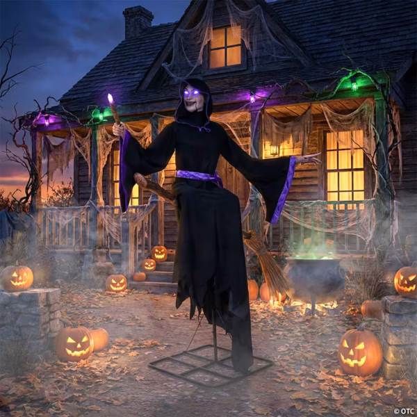 Animatronique Sorcière Flottante d'Halloween de 8 pieds
