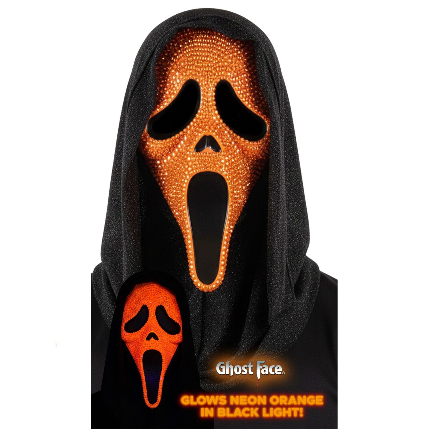 Ghost Face Orange Bling Mask