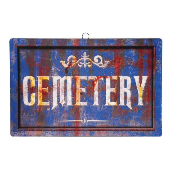 A decorative Cemetery sign for Halloween.