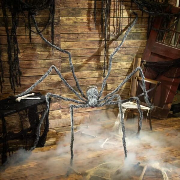 A 12 foot hairy spider Halloween decoration.