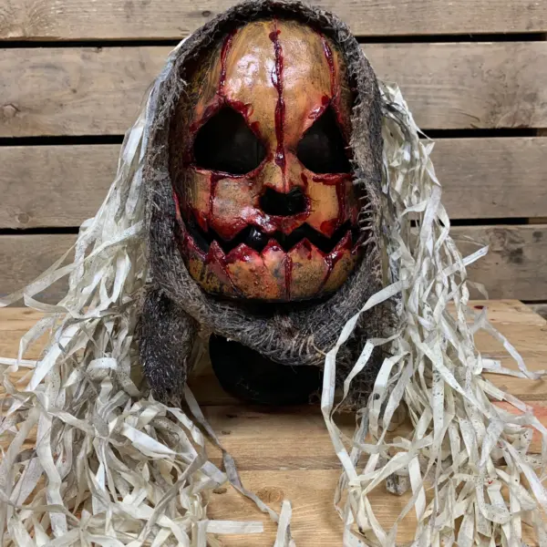 Gruselnde Kürbismaske „Jack“ mit Jutesack-Kapuze