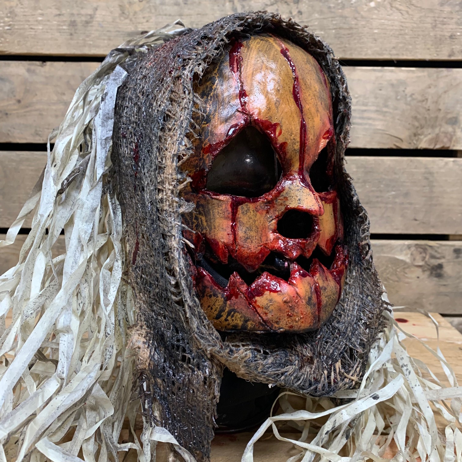 Masque d'Épouvantail Jack O'Lantern avec Capuche en Jute