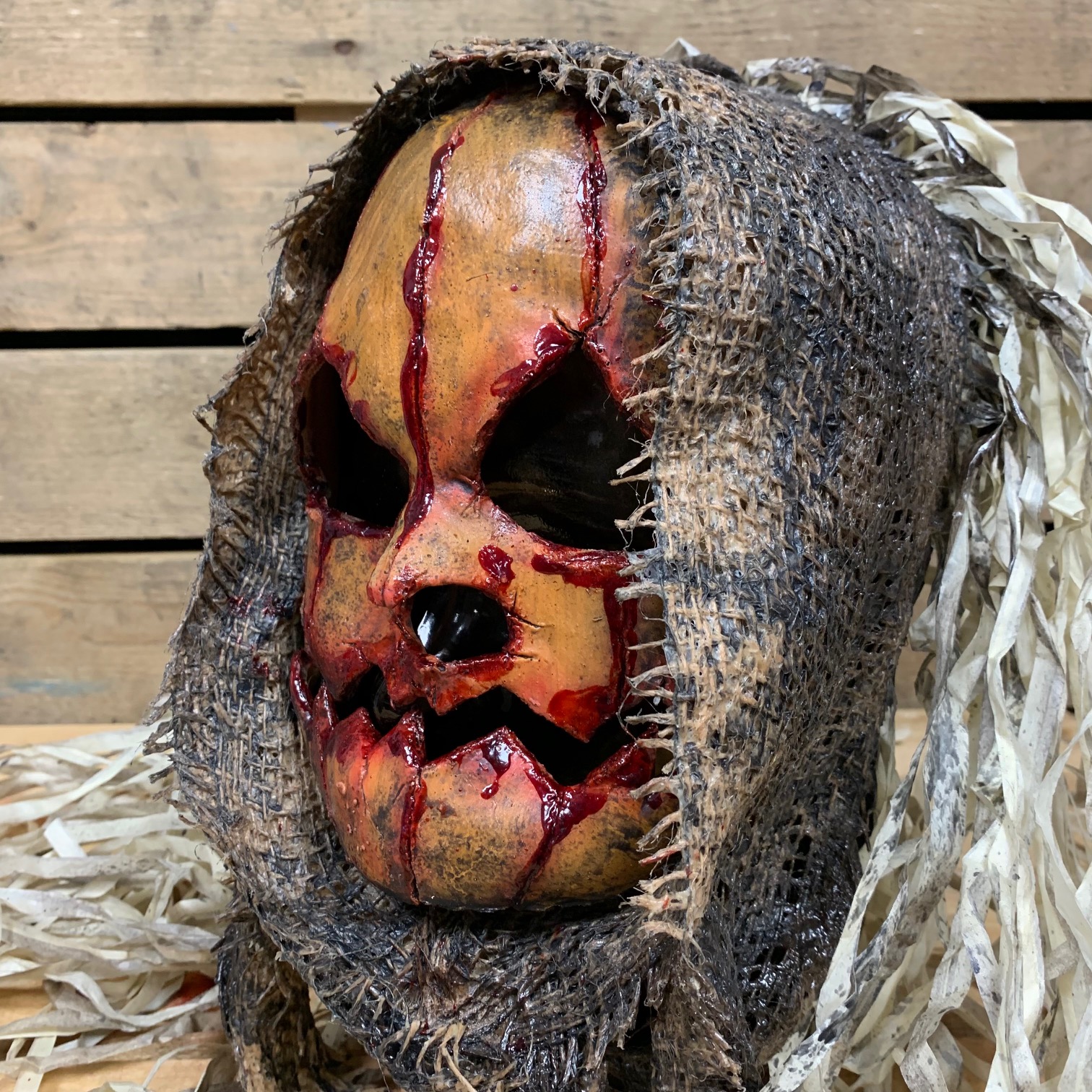Masque d'Épouvantail Jack O'Lantern avec Capuche en Jute