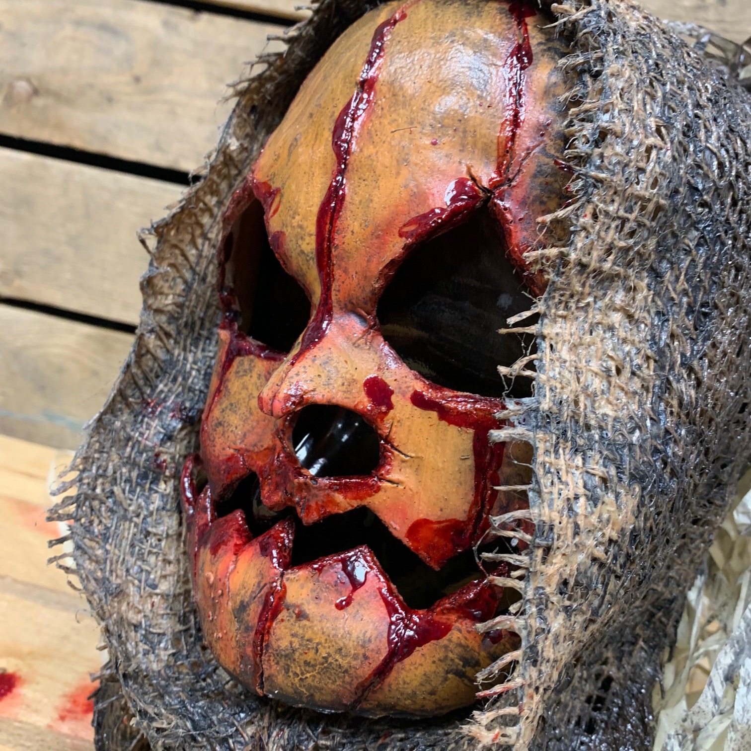 Masque d'Épouvantail Jack O'Lantern avec Capuche en Jute