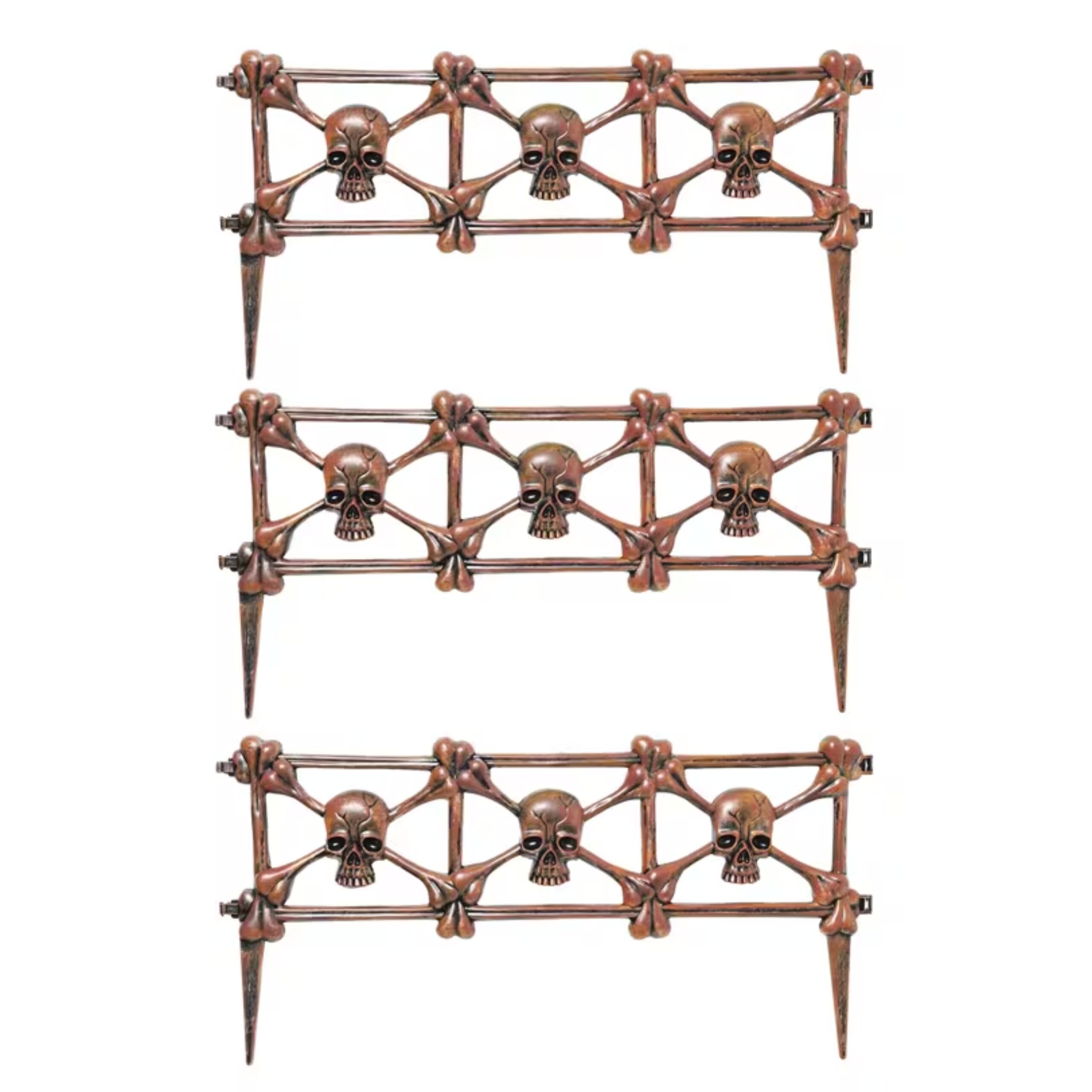 Rust Skull Plastic Graveyard Fence Halloween Decoration