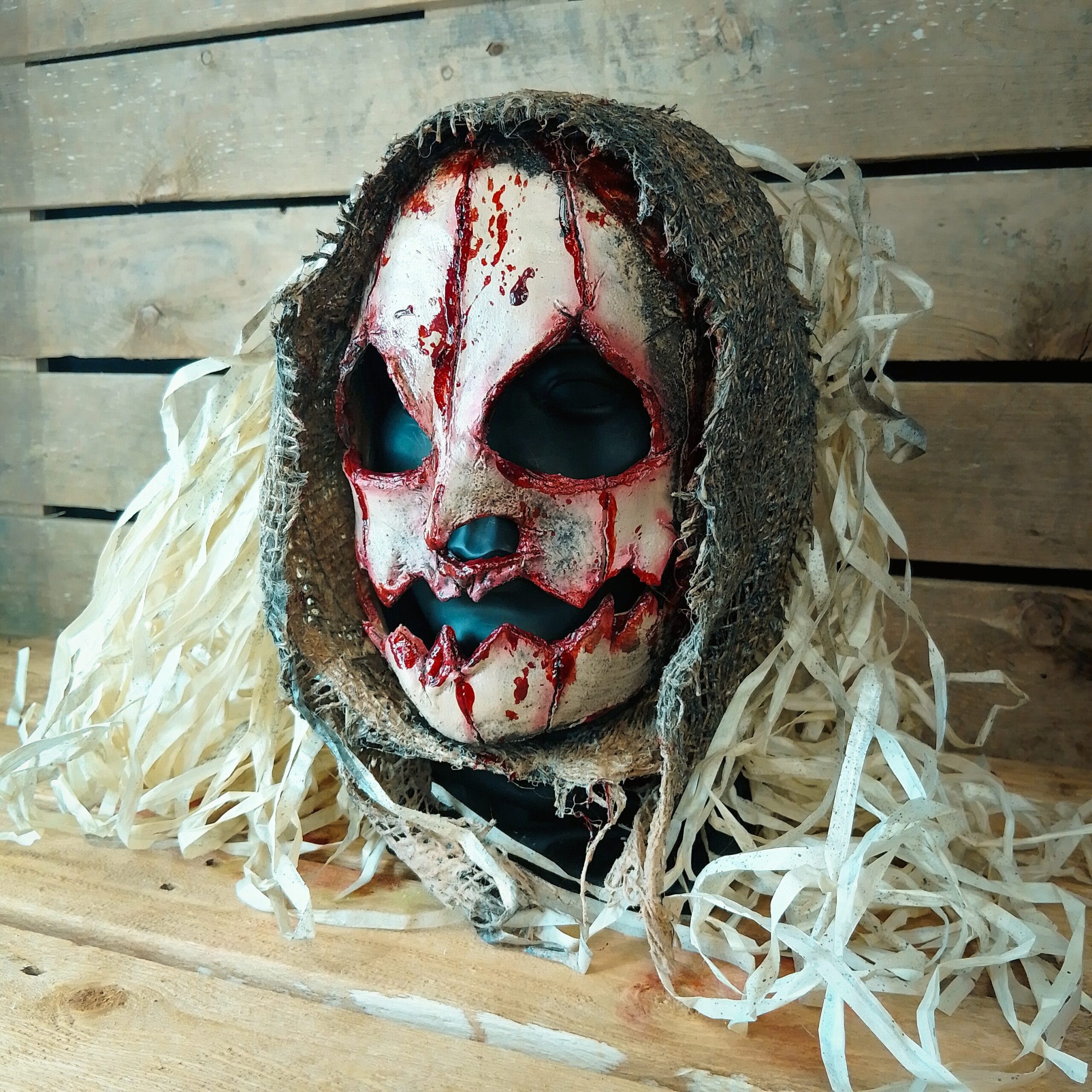 Scare Jack Flesh Mask With Burlap Hood