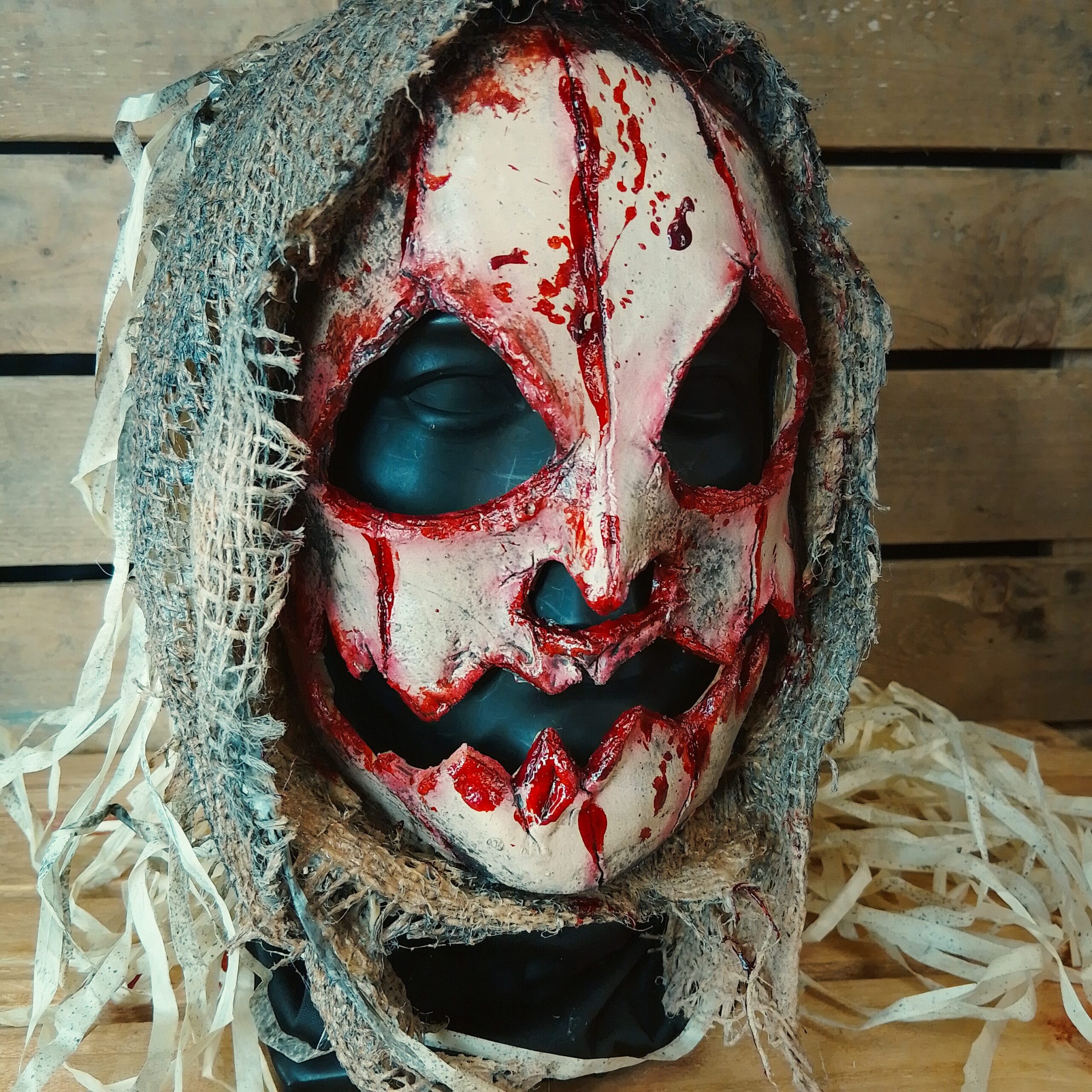 Scare Jack Flesh Mask With Burlap Hood