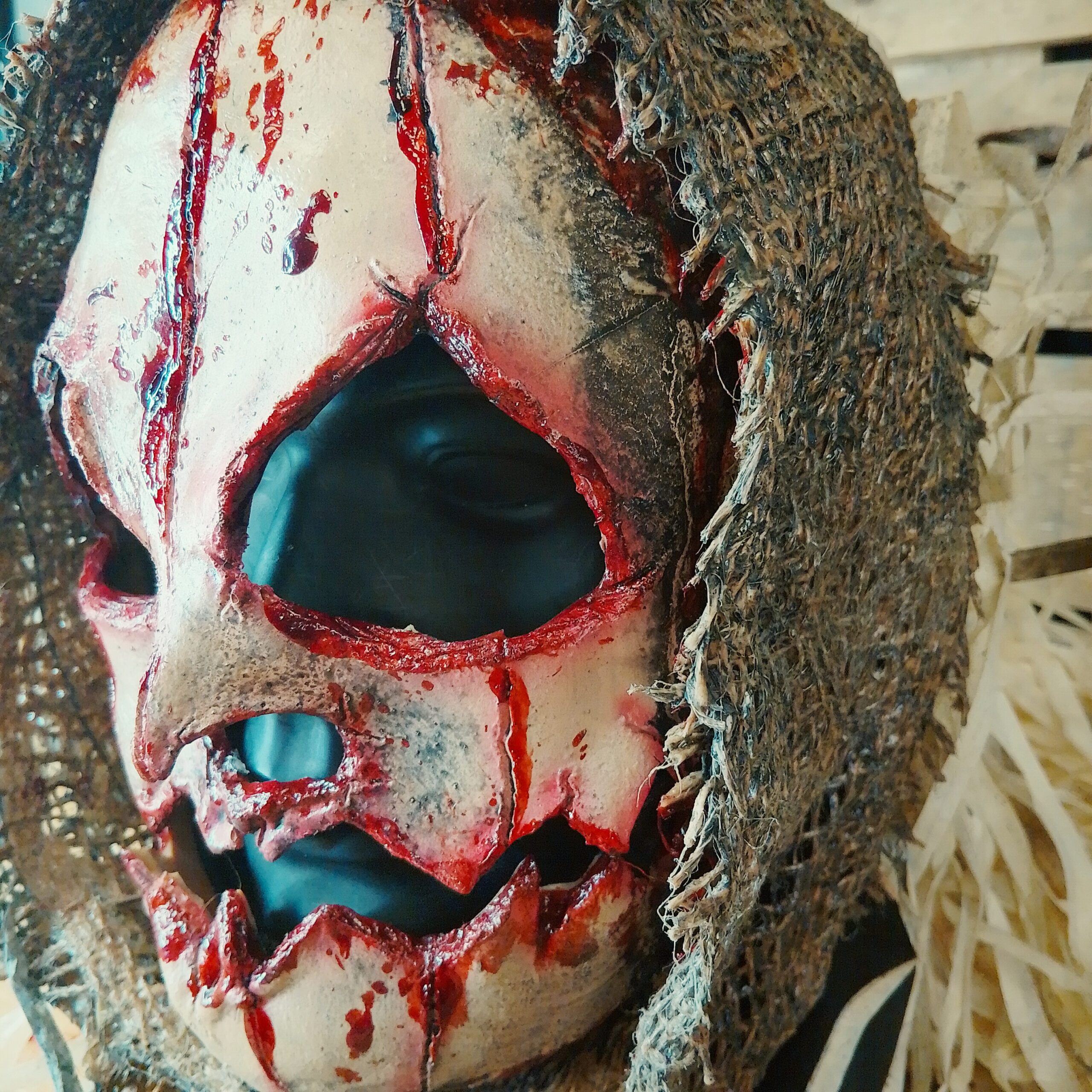 Scare Jack Flesh Mask With Burlap Hood