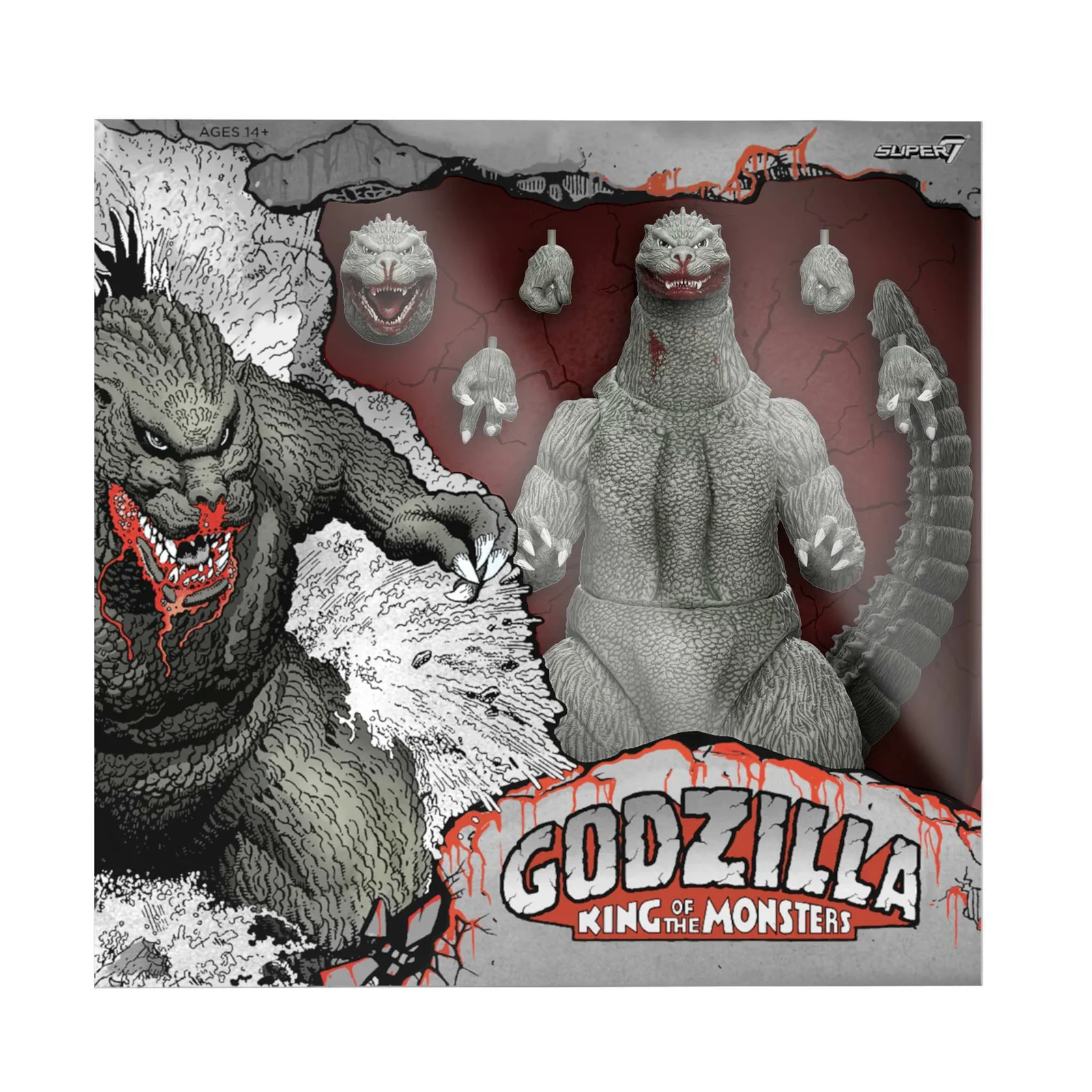 Super7 TOHO ULTIMATES! Godzilla 1989 - Greyscale Comic Book Version Action Figure
