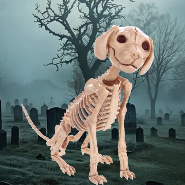 Skelebones Sitting Puppy Halloween Decoration