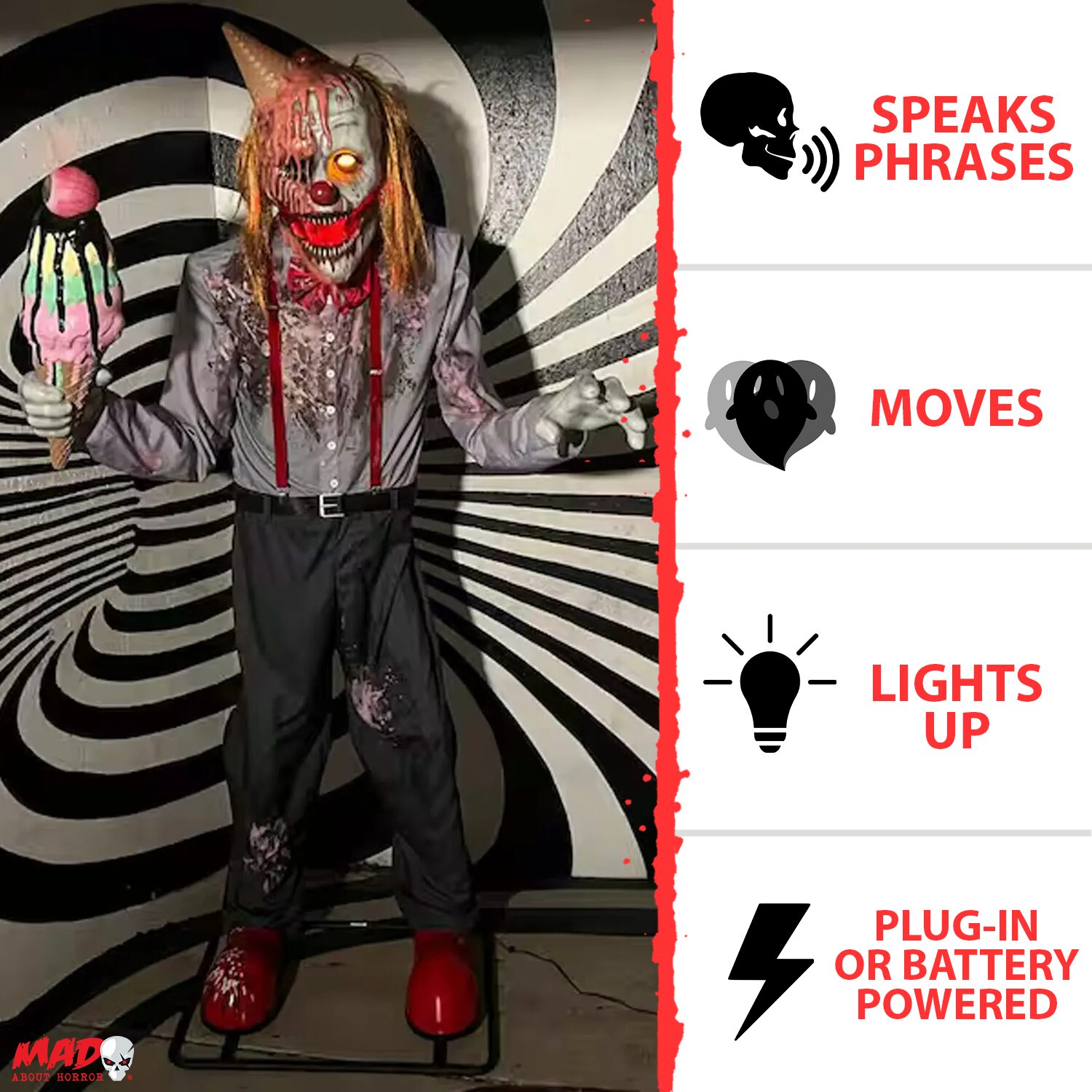 6,9 Fuß Schreien Clown Halloween Animatronic