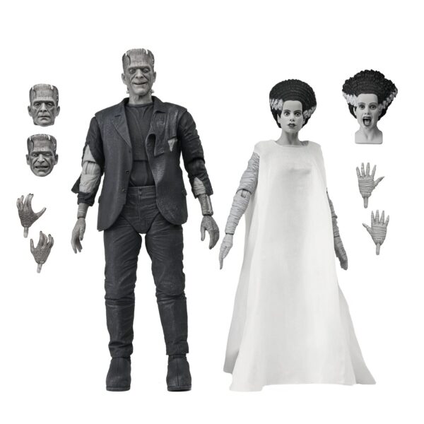 NECA Universal Monsters – Bride of Frankenstein 90th Anniversary The Monster and His Mate Ultimate 7″ Scale Action Figure 2-Pack (Black and White)