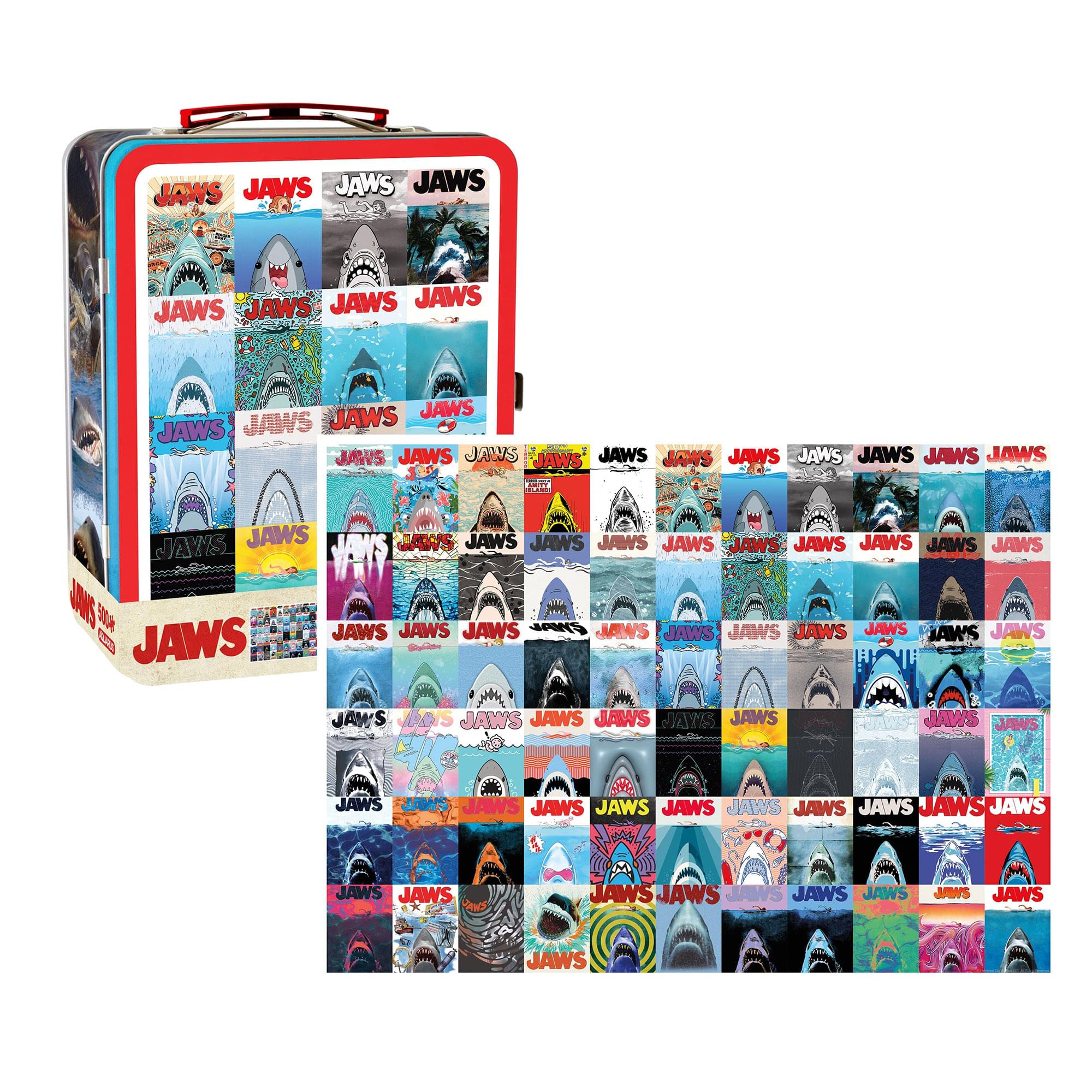 Jaws 500 Piece Jigsaw Puzzle and Tin Fun Box Set