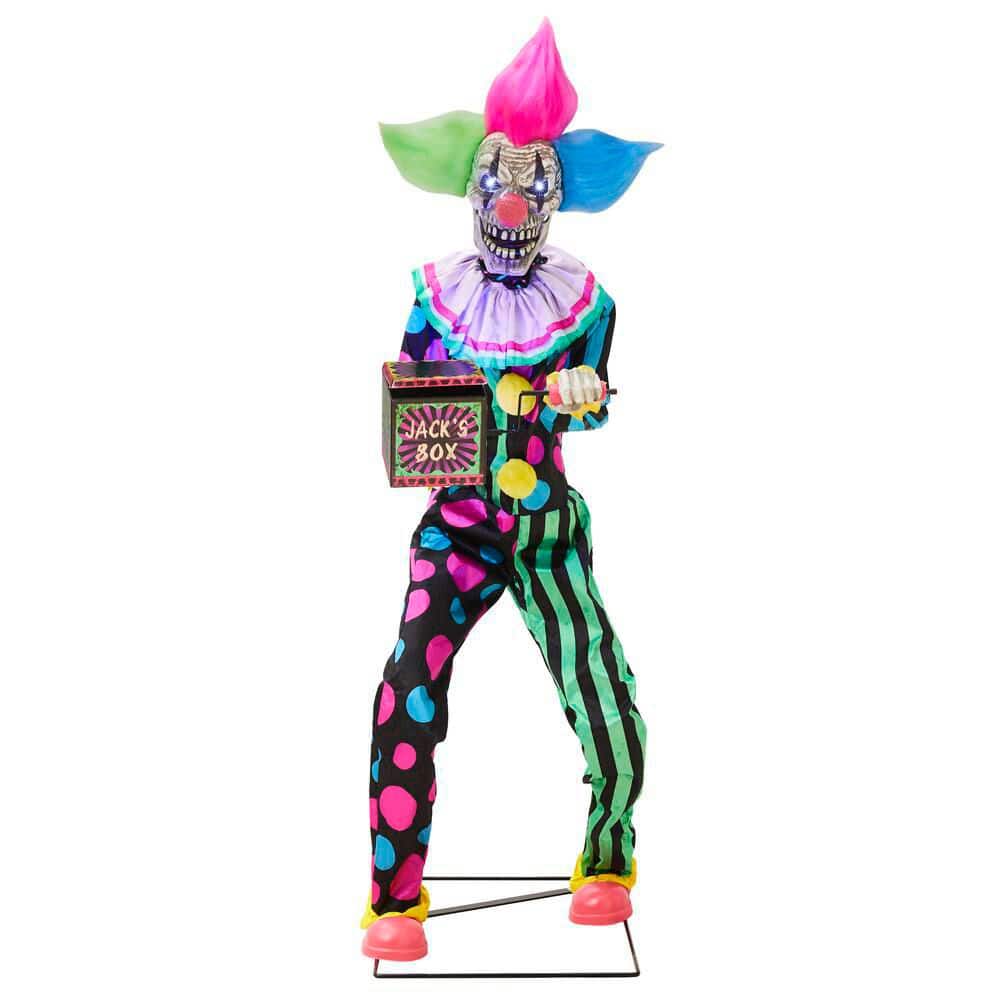 6ft Neon Nightmare Clown Halloween Animatronic