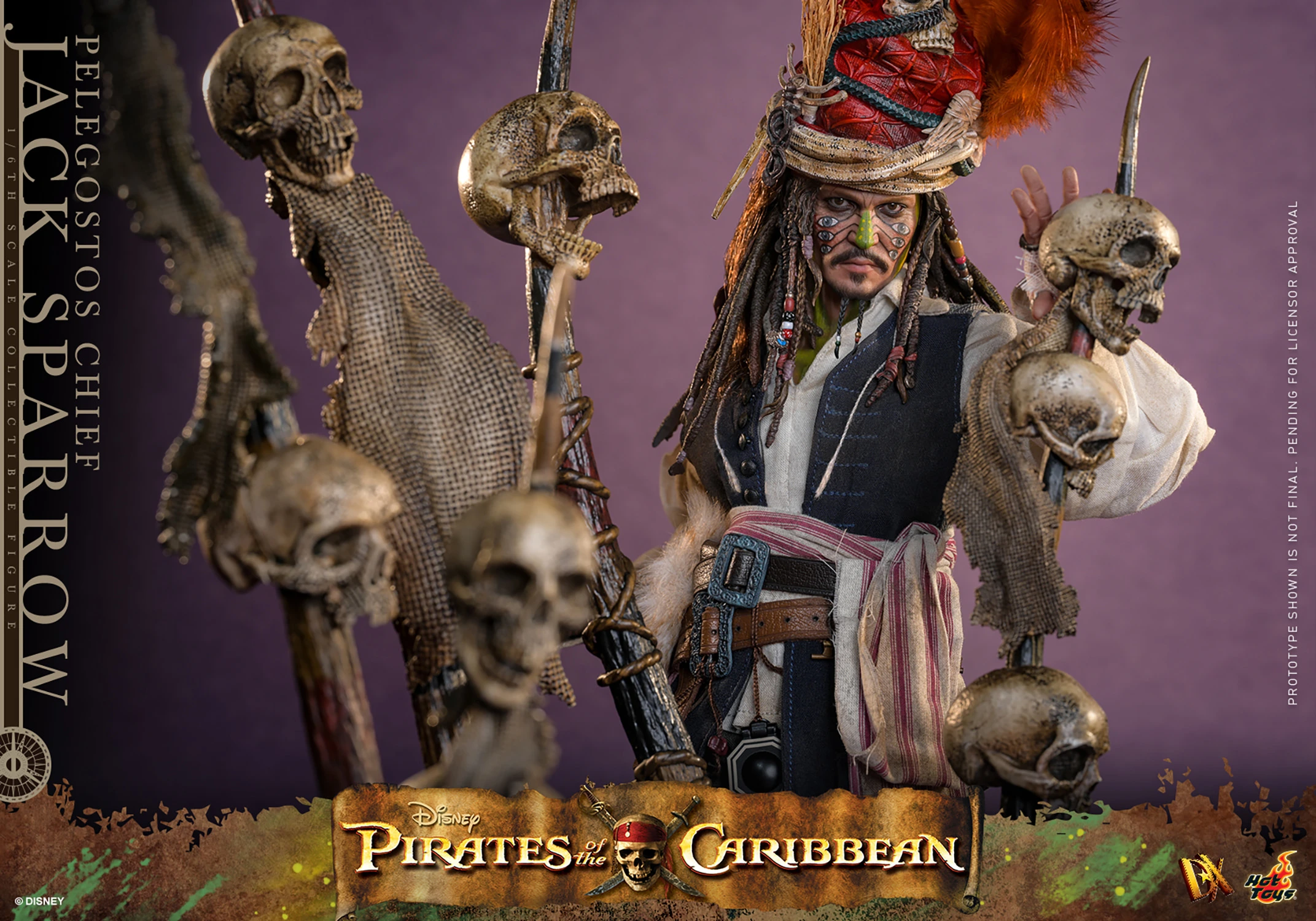 Hot Toys Fluch der Karibik: Am Ende der Welt - Häuptling Pelegostos Jack Sparrow 1/6 Actionfigur