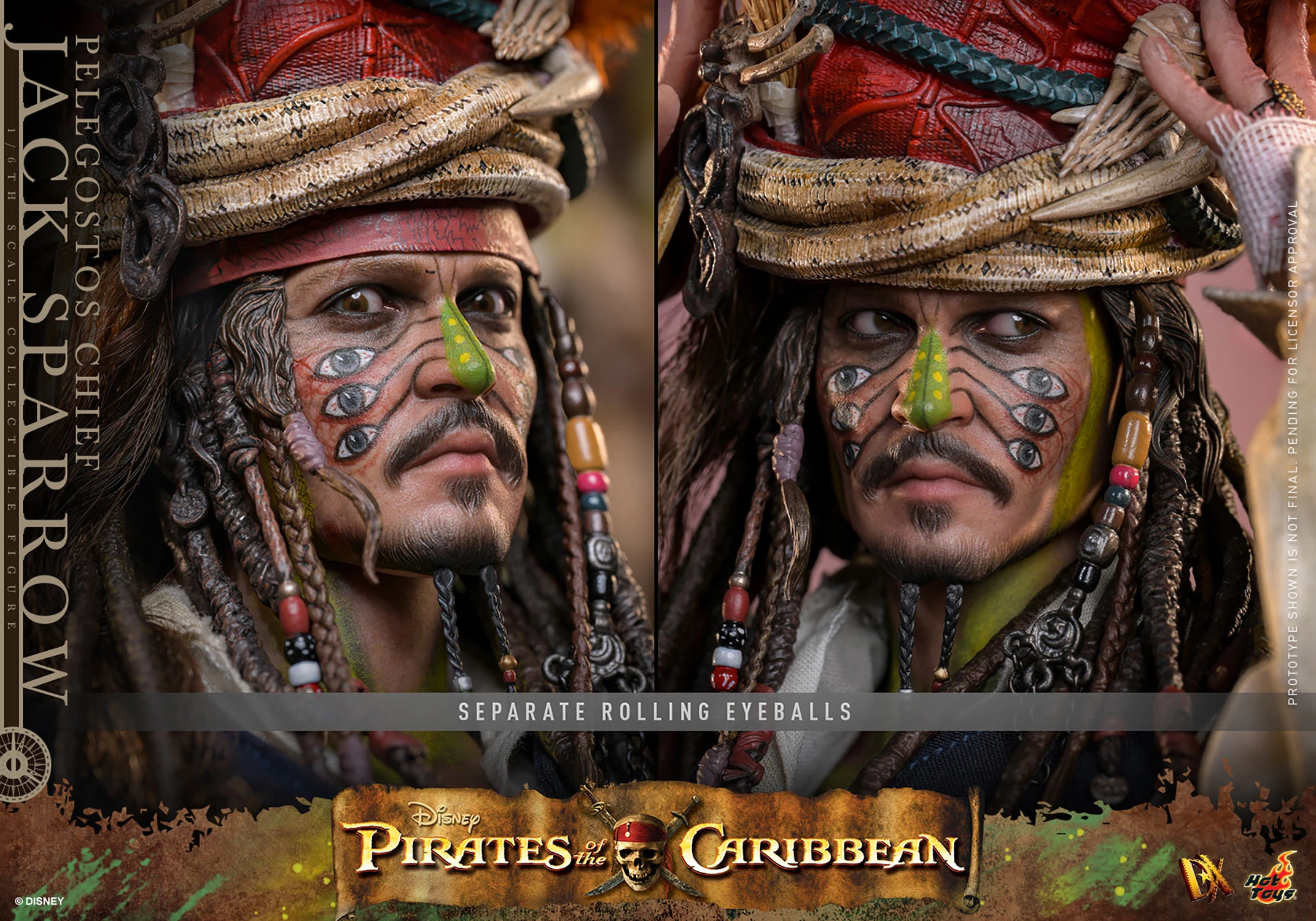 Hot Toys Fluch der Karibik: Am Ende der Welt - Häuptling Pelegostos Jack Sparrow 1/6 Actionfigur