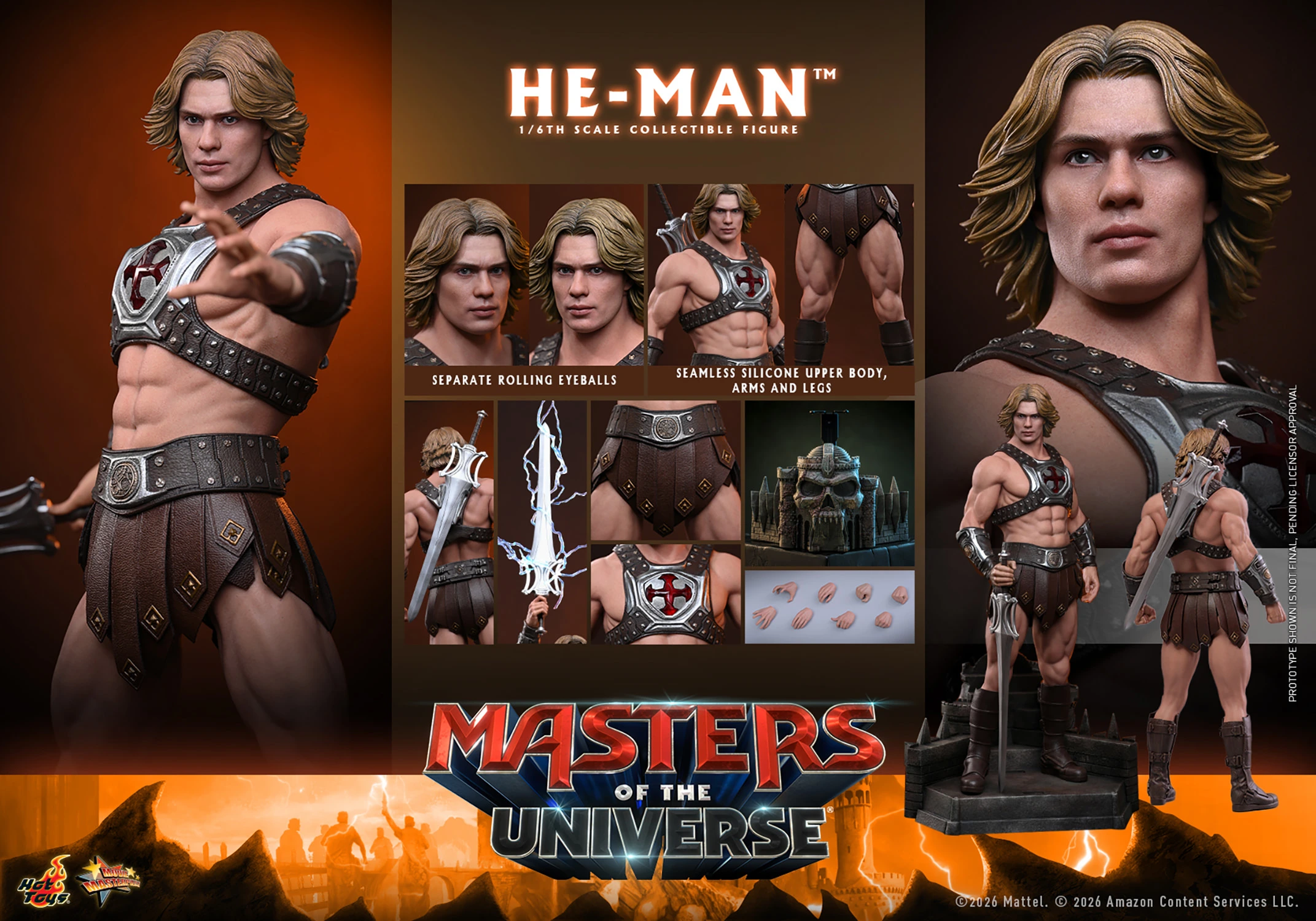 Figurine d'action Maîtres de l'Univers Hot Toys – He-Man à l'échelle 1/6